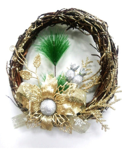 Christmas Wreath Decorated with Wicker, Flowers, and Pearls by Pettish Online 8