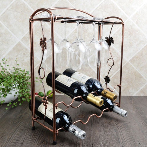 Organizador De Acero Para 8 Botellas Y 8 Copas De Vino 3