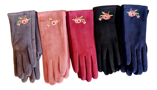 Women's Winter Warm Suede Gloves Wholesale Pack of 6 Units 2