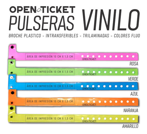 Open Ticket Vinyl Wristbands Plain Pack of 150 2