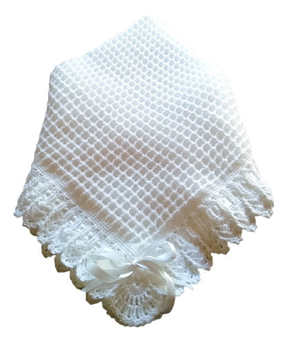 La Tiendita de Nidia Mantilla Manta Bebé Blanca Tejida Crochet Invienrno 0