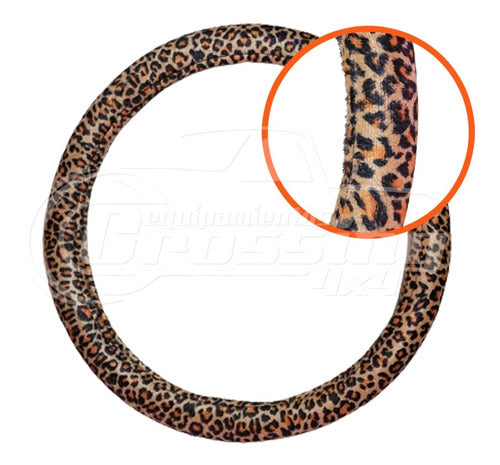 Universal Animal Print Leopard Brown Steering Wheel Cover 38 cm 0