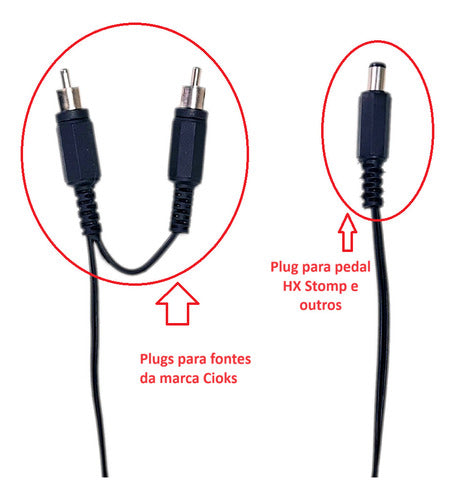 Cabo Duplicador De Corrente Para Fonte Cioks E Hx Stomp 1
