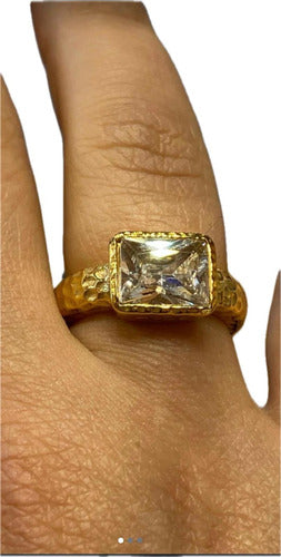 Luli Ring Plated in Gold with Brilliant Rectangular Zirconia 0