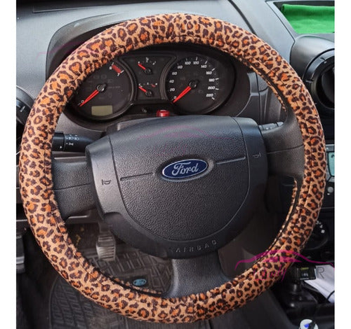 Fundas Mitre Sport Brown-Black Animal Print Steering Wheel Cover 1