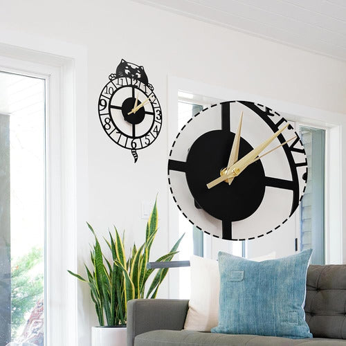 Relojes De Pared De Metal Modernos Gato Rústico De 12 Pulgad 1