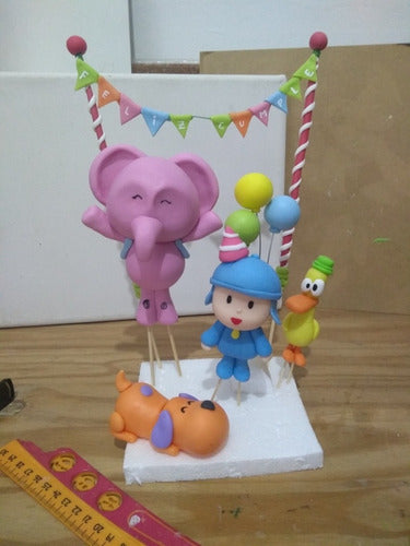Handmade Pocoyo Cake Topper with 3 Friends and Banner 1