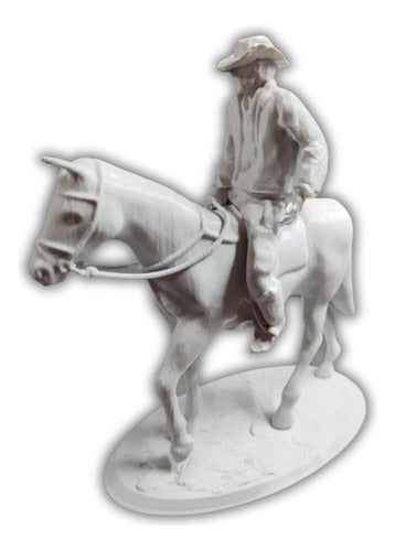 Horse3D Cowboy A Caballo Mod4, Escala 1/16 (18cm), Color Blanco 0