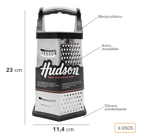 Rallador 6 Caras Hudson Base Antideslizante Acero Inoxidable 1