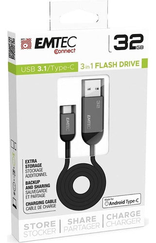 Emtec Ecmmd32gt753c 32 Gb Usb 3.1 Tipo-c T750 Unidad Dual Ne 1