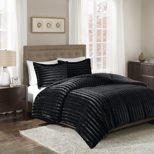 Madison Park Duke Luxe Faux Fur Reversible Comforter Set 0