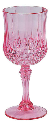 Fun Express Pink Patterned Plastic Wedding Wine Glasses - 12 0