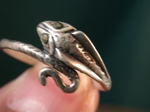 Luli 925 Silver Viper Snake Ring with Marquesitas Unisex 2