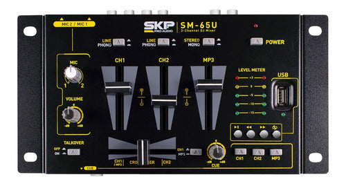 Mixer Dj De Audio 3 Canales Skp Con Usb Mp3 Sm-65u 0