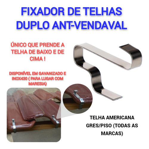 450 Grampo Fixação Telha Americana Gres/piso Esmaltada Inox 1