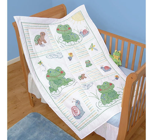 ~? Jack Dempsey Frogs Baby Quilt, Blanco 1