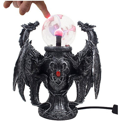 Home 'n Gifts Mythical Guardian Dragon Duo Watching Crystal Ball Lámpara D 1