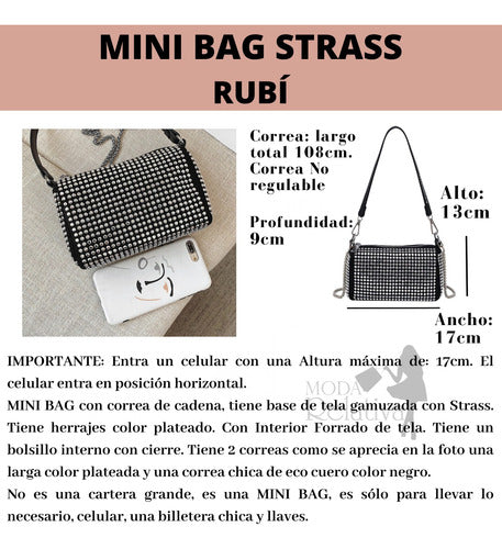 Moda_Relativa Mini Bandolera Porta Celular Strass Cartera Fiesta Mini Bag 1