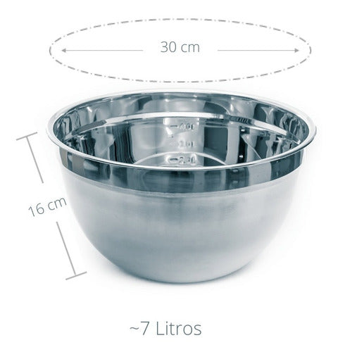 Tigela Bowl Aço Inox 30cm Profissional Fundo Multiuso 1