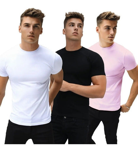 Men's Fitted Elastane T-Shirt - Lisbon Model Pink 0