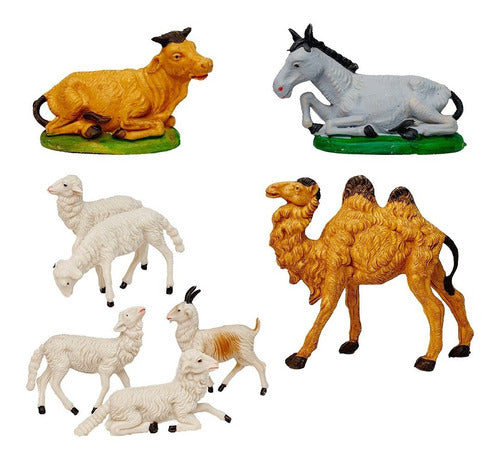 Set 8 Figuras De Pesebre Animales Resina 14 Cm Decorado 0