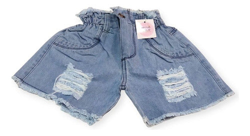 Modern and Stylish Girls' Jeans Shorts with Shiny Fringes - Trendy and Cool Design 0