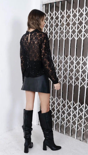 Santokarma.ok Lace Blouse with Sequins for Women Night Party 2