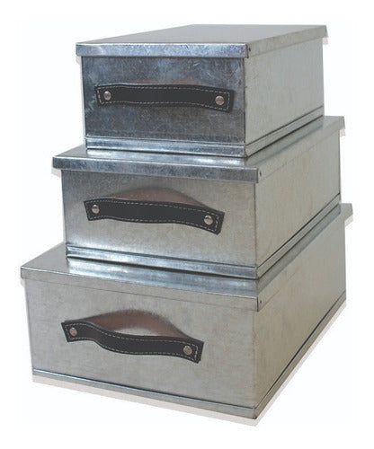 Set of 3 Zinc Organizer Boxes by Pielmetal 0
