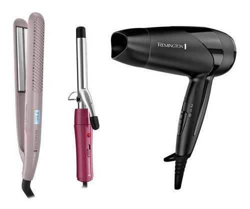 Remington Wet2Straight S27A Hair Straightener + D1500 Hair Dryer + CI11A19 Curling Iron Combo 0