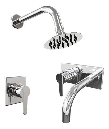 Hidromet Flat Chrome Bathroom and Shower Combo Faucet 0