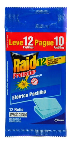 Kit 10 Repelente Elétrico Pastilha Raid Refil 12 1