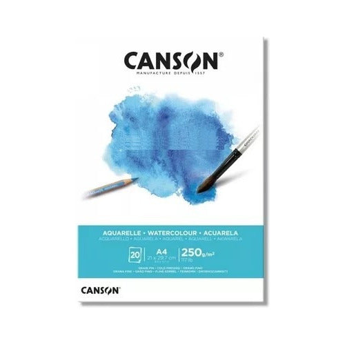 Canson Graduate Aquarelle Watercolor Paper Pad 250gsm 20 Sheets A4 0