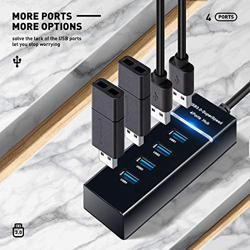 Maxwel Manufacturing 4 Port USB Hub Adapter - Micro USB 3.0 Hub Multiport Adapter 3