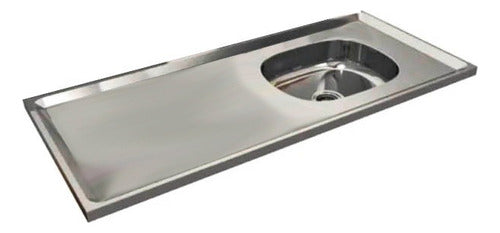 Llanos Stainless Steel Countertop 1.40m Smooth 1 Sink Without Baseboard Left/Right 0