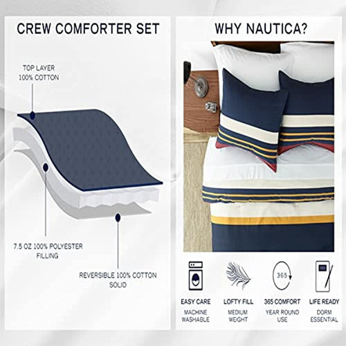 Nautica - Mineola Collection - Reversible Comforter 100% Cotton 3