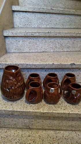 CABV 6 Beer Mugs + Antique Ceramic Jug with Label 0