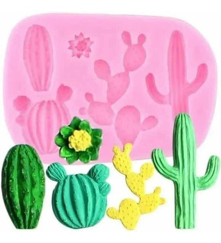 NG Molde Silicona Cactus Suculenta Flor Fondat Repostería 0