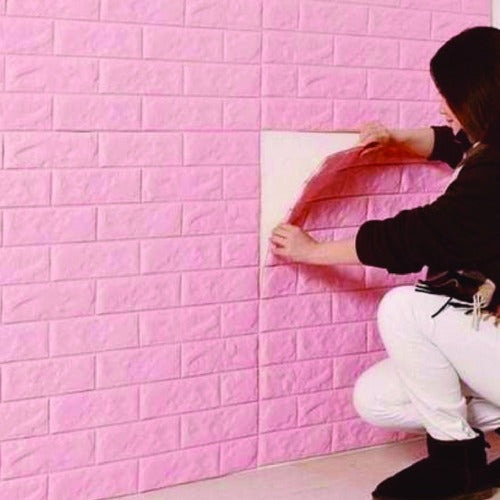 Revestimiento Pared Adhesivo Facil Colocacion Piedra Rosado 3