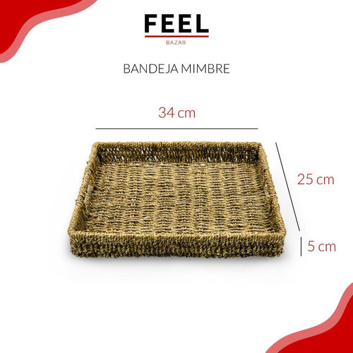 Feel Bazar Small Rectangular Wicker Tray 24 X 34 Cm 1