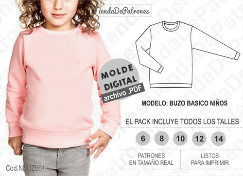 Universo Imprimible Printable Pattern Basic Sweatshirt for Kids Sizes 6/8/10/12/14 2