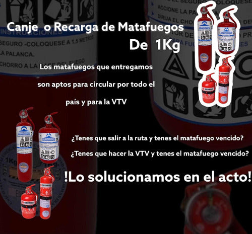 Recargas Matafuegos Polvo Abc 1 Kg Auto Vtv Inmediato Canje 2