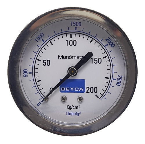 Beyca Manómetro 200kg 63mm Rosca 1/4 Posterior Gas Aire Agua 0