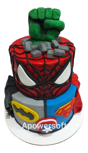 Pasteleria Prut Torta Super Heroes: Hulk, Hombre Araña, Batman, Superman Cap.a 4