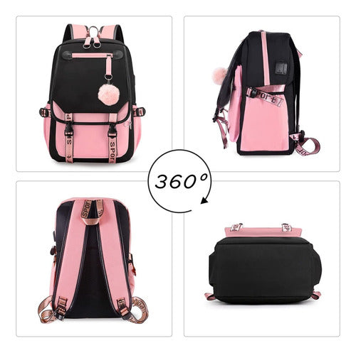 Atrix Waterproof Kawaii Korean Style Backpack with USB Notebook Port 2