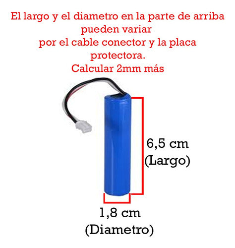 1 Bateria 18650 P/ Parlante 2600 Mah 3.7v C/ Cable Conector 2