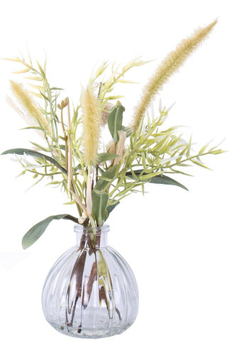 Abzo Flowers: Artificial Plants in Glass Vase with Synthetic Water 0