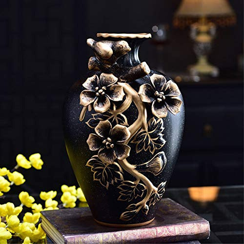 Newqz Classic Decorative Ceramic Vase Set - 3 Chinese Vases (Black) 3