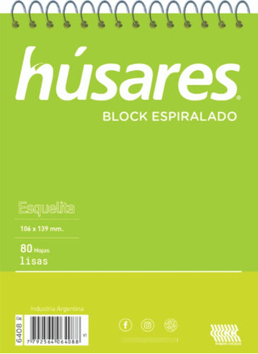 Húsares Block Espiral A6 6408 - 80hs Lisas - Pack X12 0