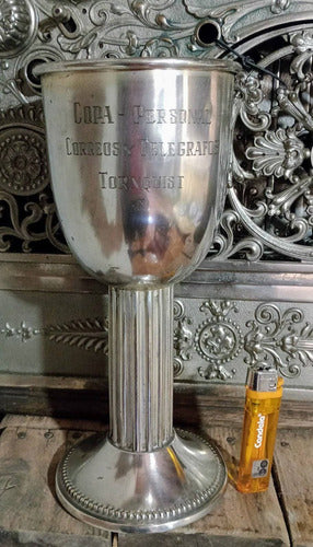 Antiguo Trofeo Copa Correos Y Telegrafos Tornquist 0