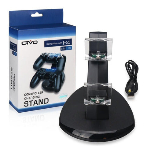 Soporte Cargador Dock Station Joystick Ps4 Doble U Play Febo 0